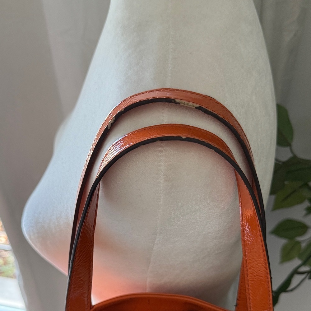 Liz Claiborne Orange Faux Leather Tote Bag - Picture 5 of 11